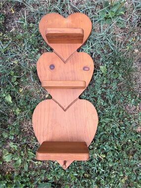 Vintage Wooden Heart Wall Shelf